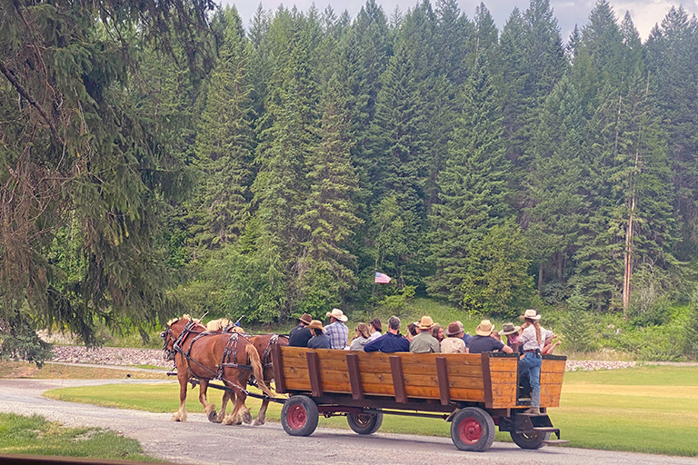 Public Horse Wagon Rides Trail Rides at the Bar W Guest Ranch in Whitefish Mt