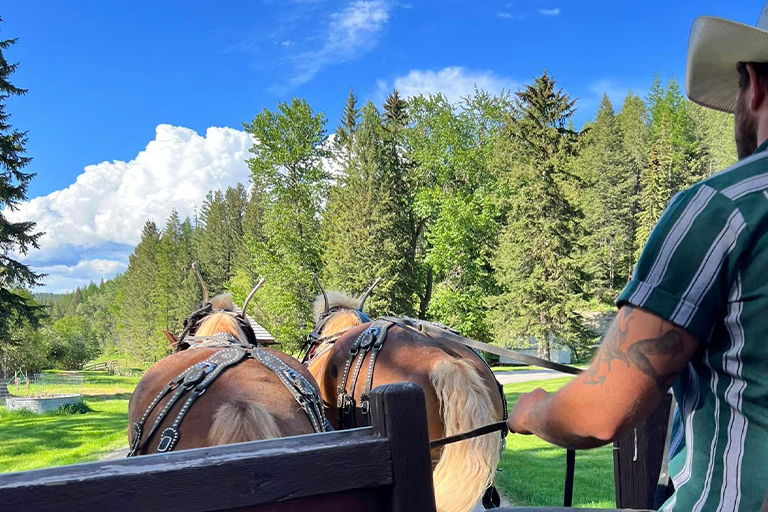 Public Horse Wagon Rides Trail Rides at the Bar W Guest Ranch in Whitefish Mt